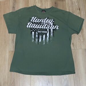 Harley-Davidson Green Short Sleeve Tee with Distressed Logo